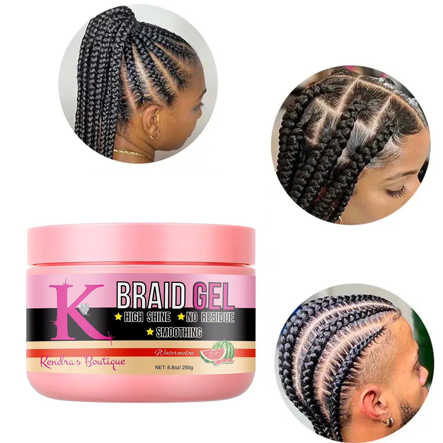 Braiding Gel (Watermelon Scent) High Shine, No White Residue - Image 5