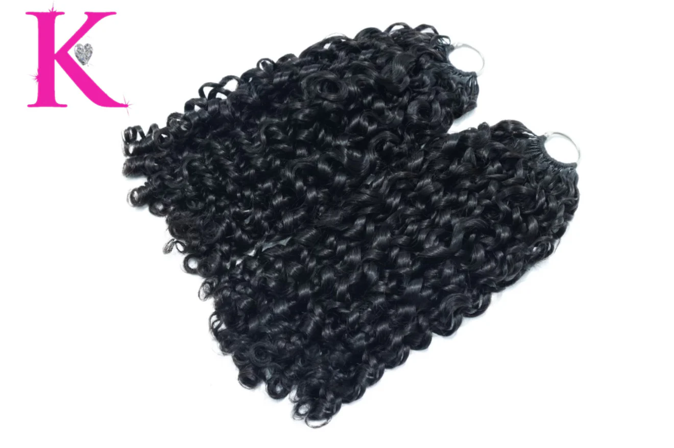 Pixie Curly Crochet Human Braiding Hair #1B - Image 3