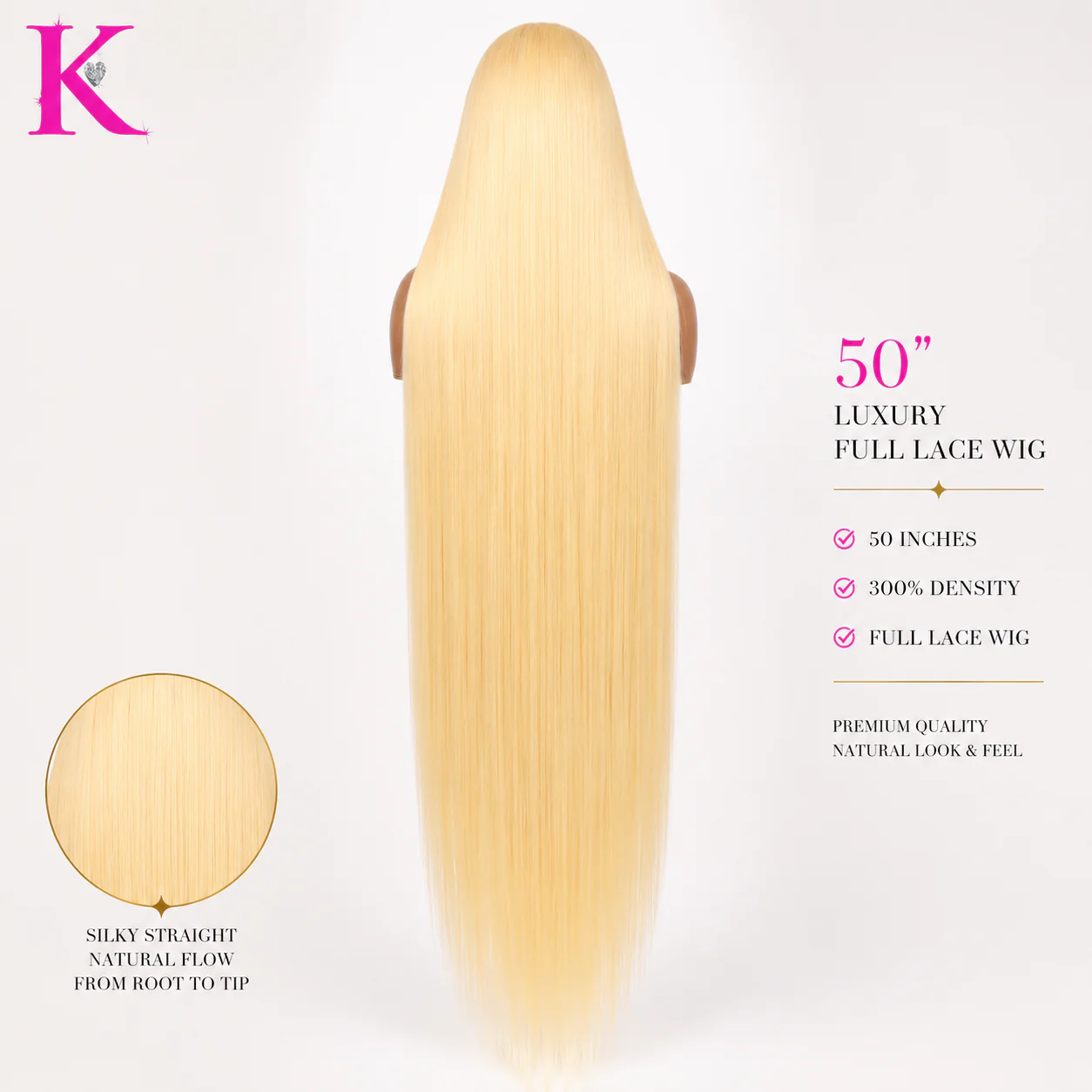 Raw Straight Extra Long 50” Wig #613 Blonde - Image 3